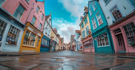 Vibrant City Street With Colorful Buildings