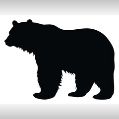 Fototapeta premium Bear silhouette Bear black silhouette vector illustration on a white background