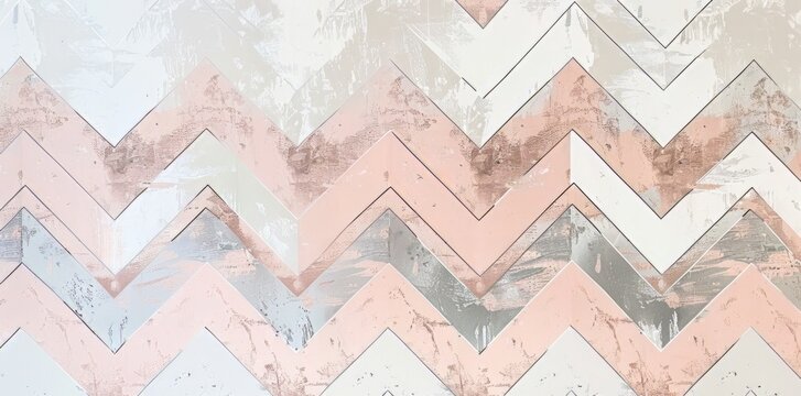 Chevron Pattern on Pink and White Wall