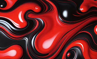 Imagen de fondo de textura abstracta negra roja de mezcla líquida acrílica.