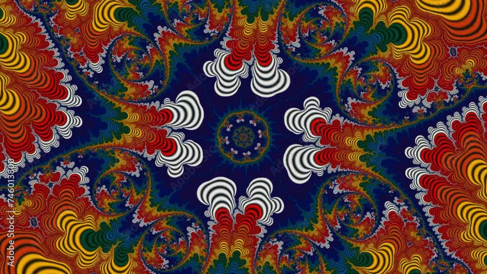 Wall mural camera movement inside a multicolor bright fractal. fractal sequence patterns 3d. for yoga or clubs 