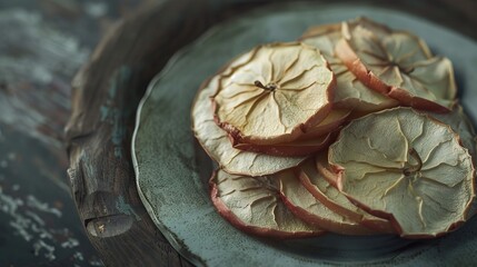 Dried apple slices on a porcelain dish