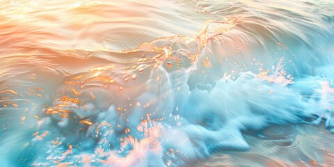 Fototapeta na wymiar Mesmerizing Seaside Serenity, Abstract Blur of Light on Clear Ocean Waters Creates a Colorful Close-Up Background