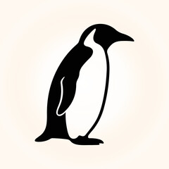 Penguin black silhouette. Attractive hand-drawing penguin vector illustration
