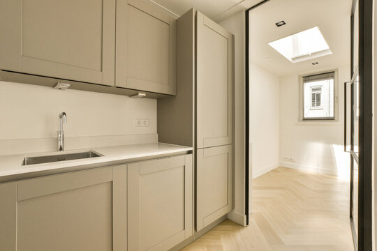 Modern kitchen design with clean lines and neutral colors