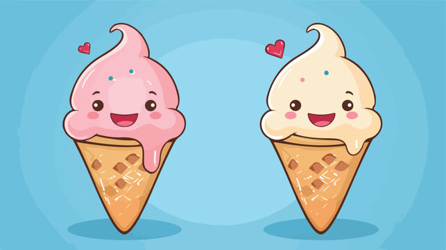 Cute funny Ice cream. Vector hand drawn cartoon kawa