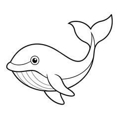 Vector of whale illustration coloring page for kids