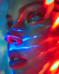 Neon Glare: A Striking Close-Up Portrait in Radiant Hues