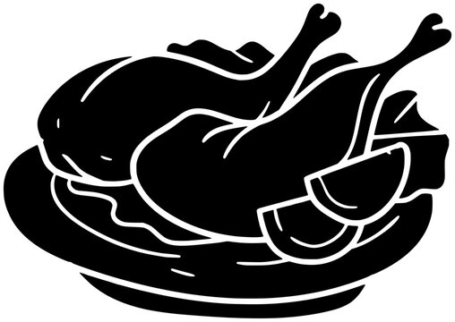 black roasted chicken on plate clip art preview