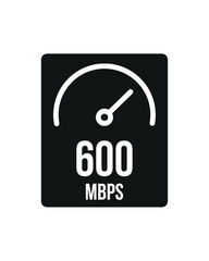 600 Mbps download. Speed ​​test, internet speed isolated on white background