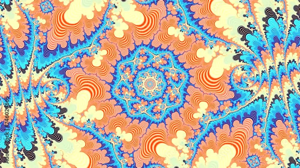 Wall mural camera movement inside a multicolor bright fractal. fractal sequence patterns 3d. for yoga or clubs 