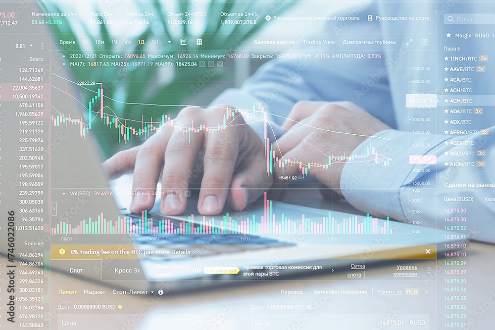 Aufkleber an analyst working showing business data system