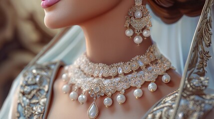 Closeup woman beauty model in wedding jewelry set