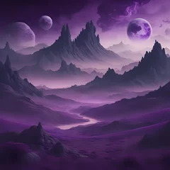 Foto op Canvas Otherworldly and mystical landscape wallpaper in purple tones - generated by ai © CarlosAlberto