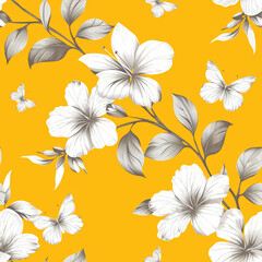 Fototapeta na wymiar yellow Butterfly seamless tile pattern background, ai generated