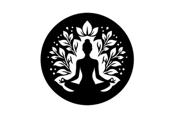 Woman Yogo Logo, Floral Style. 