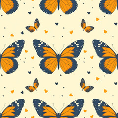 colored Butterfly seamless tile pattern background, ai generated