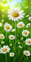Bright summer background with daisies