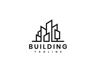 Minimalist building architecture logo design inspiration. building logo made with lines