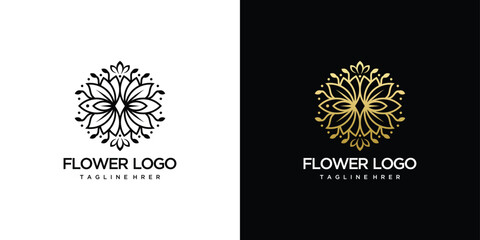 Luxury flower logo design concept, flower logo template is handcrafted