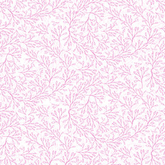 Fototapeta na wymiar Delicate floral vine seamless pattern for textile or wallpaper, scrapbook paper. Light pink vector background with hand drawn plants elements for coloring page