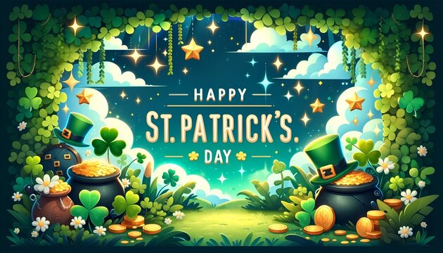 Cartoon illustration of greeting card for saint patrick's day.
