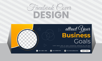 Professional business facebook cover page timeline web ad banner template with photo place modern layout white background and Vivid red shape and text design