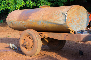 Rural water tank on sunny day