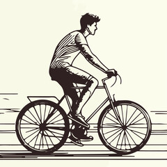 Naklejka premium vector illustration of a boy riding a bicycle