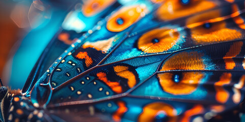 close up of a butterfly on a leaf,Butterfly Wings, Peacock Feathers, Closeup, Blue, Iridescent, Colorful, Background Wallpaper
