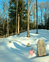 Lowell Lake Cemetery in the snow, Londonderry, Vermont