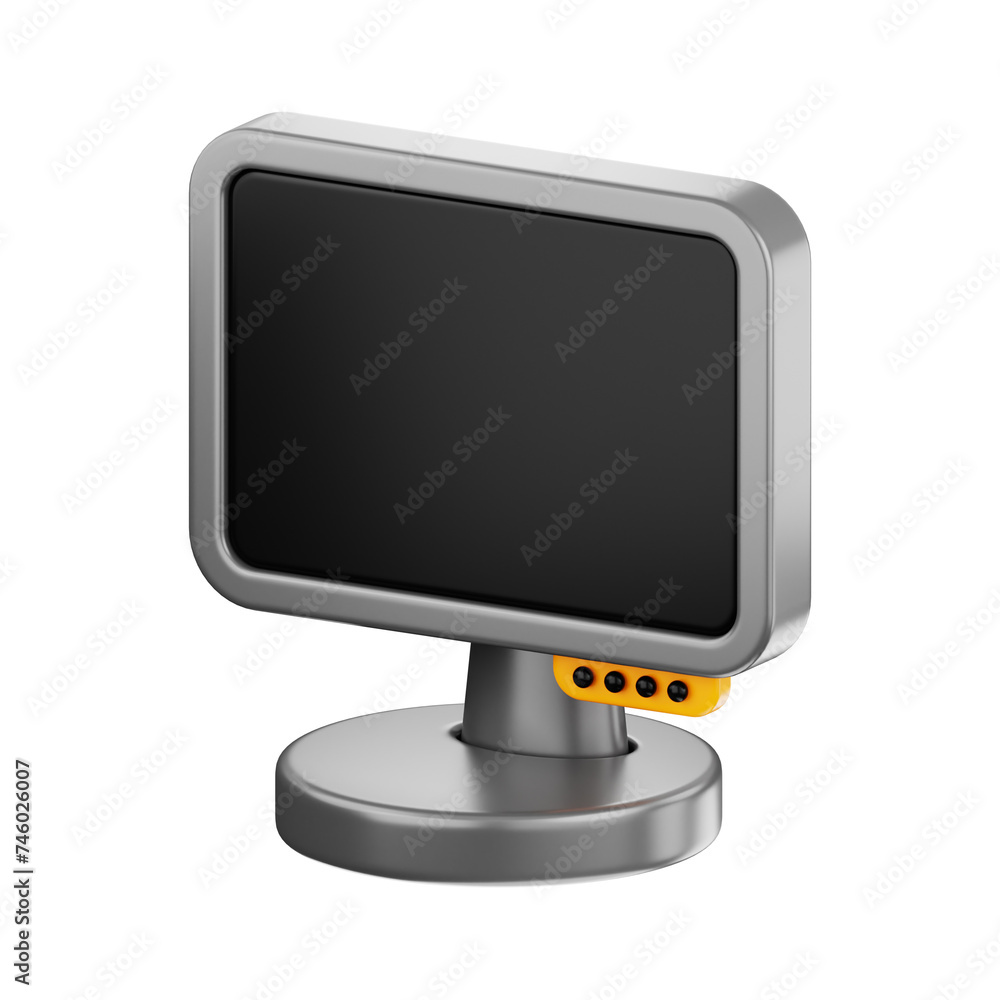 Sticker premium technology computer monitor icon 3d rendering on isolated background