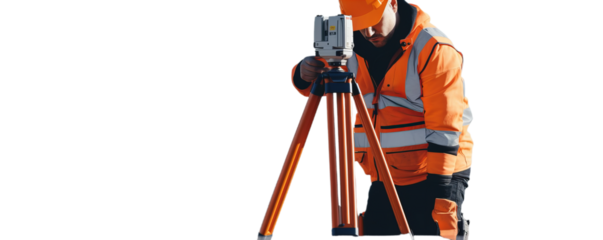 A worker on the safe wear and helmet measuring surveying.