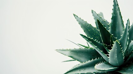 Our captivating image features an isolated aloe vera plant on a white background, symbolizing the purity and healing properties of this medicinal succulent. Perfect for promoting health and skincare