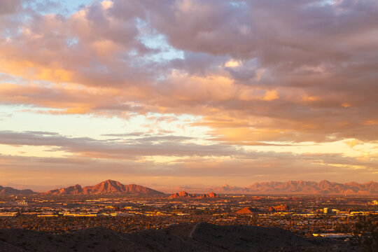 Sunset over camelback mountain, Phoenix. Scenic  Arizona. 
