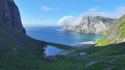 Kvalvika Beach on the Lofoten Islands, Norway
