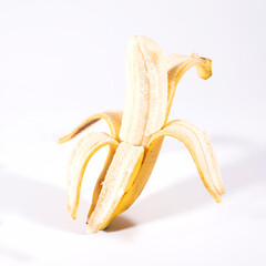 Canarian banana with peeled skin