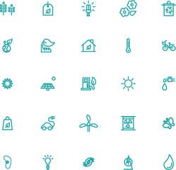 Eco power and green energy icon set