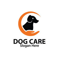 Dog Care Logo Design. Puppy Pet Store Shop Web Sign Symbol Logo Icon Illustration Element Template For Clinics, Pharmacies, Veterinary Hospitals, Horse Training and Care Centers.