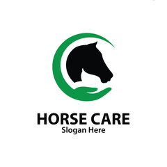Horse Care Logo Design. Equine Pet Store Shop Sign Symbol Logo Icon Illustration Element Template For Clinics, Pharmacies, Hospitals, Horse Training and Care Centers.
