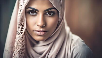 portrait of a pretty young muslim woman, portrait of a woman, pretty muslim woman