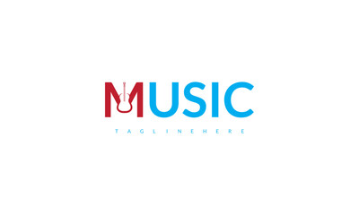 Creative latter M typography music logo design.