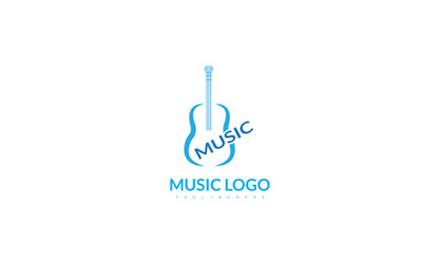 Musical instrument guitar logo design.
