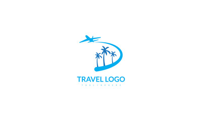 palm tree with palm tree travel logo design template