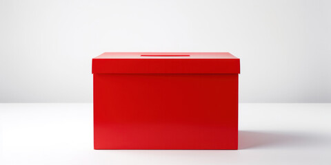 Red ballot box on a white background. The concept of democracy and the electoral process.