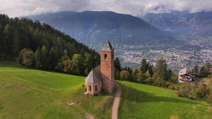 Church with a view of merano, italy