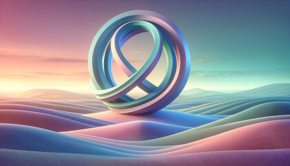 Fluid Harmony: Abstract sculpture symbolizing compliance in a serene landscape