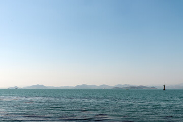 Seascape with the islands and the horizon