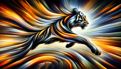 Tiger in motion. Tiger abstract wallpaper.