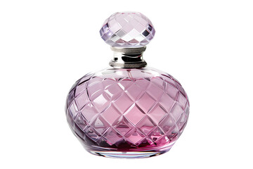 Elegant Pink Crystal Perfume Bottle Isolated on White Background

